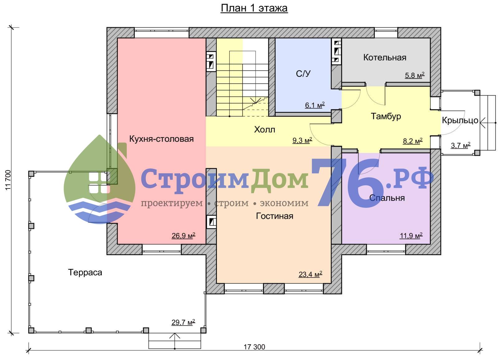 Проект каменного двухэтажного дома СД-92 в Ярославле